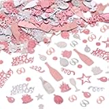60th Birthday Confetti Rose Gold Number 60 Happy Birthday Party Confetti Metallic Foil Balloon Star Birthday Cake Table Scatter Confetti for 60 Birthday Party Anniversary Decorations, 1.6OZ