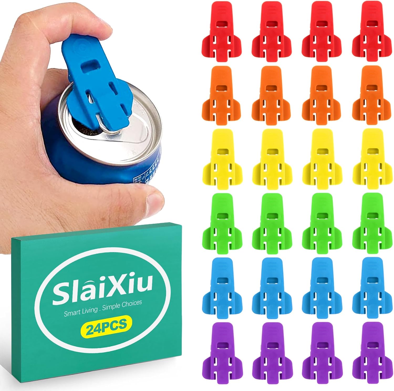 slaixiu 24 Pack Easy Tab Opener and Drink Protector, The Manual Soda Can Opener and Cover, A Complete Cover Beverage Barricade for Pop, Beer & Aluminum Cans