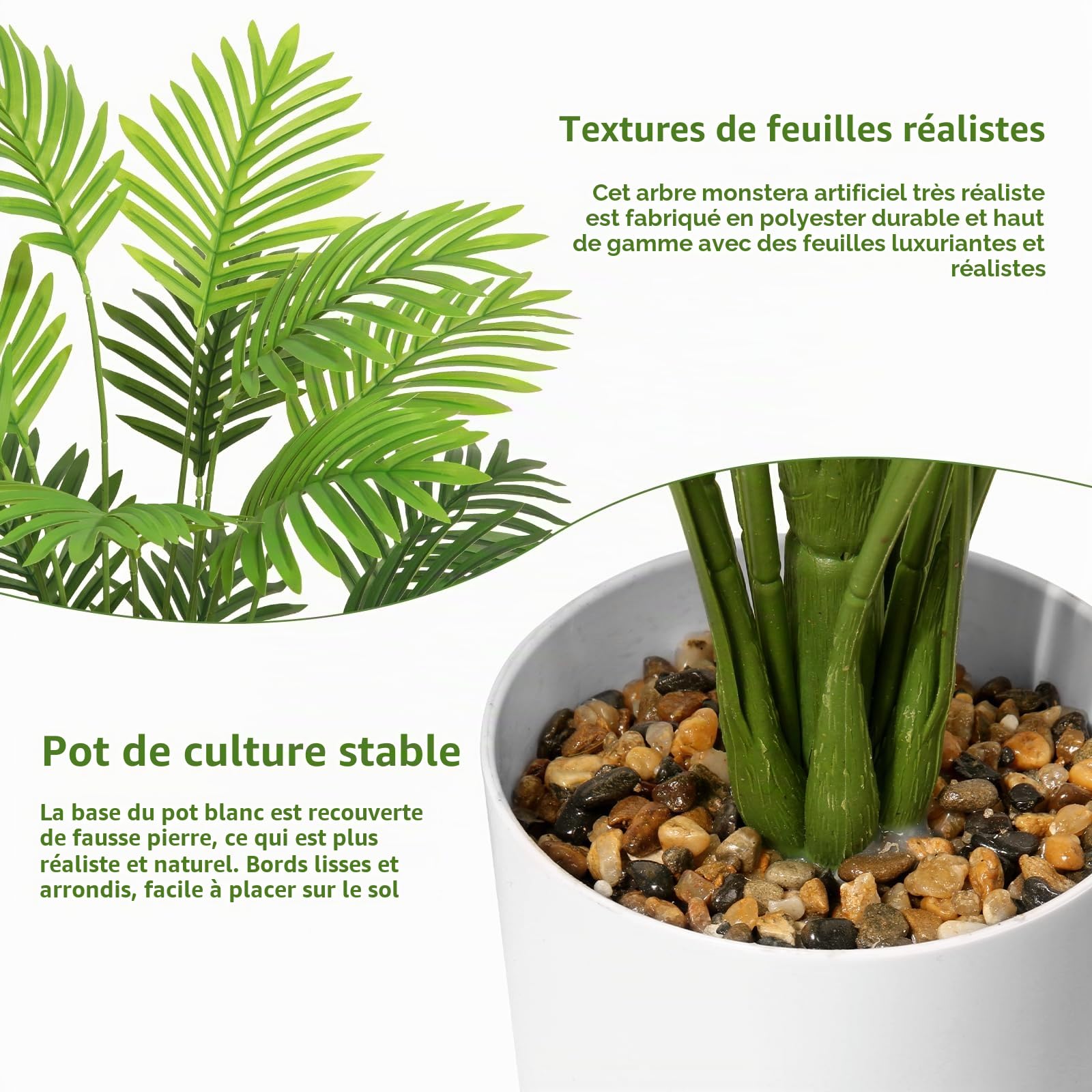 Grand palmier artificiel en pot - 71,1 cm - Pour extérieur, intérieur, maison, jardin, bureau
