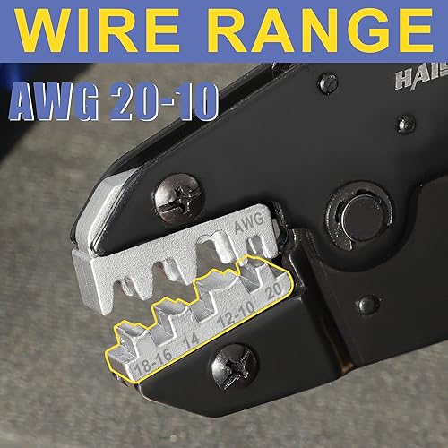 Miniatura 35 de Haisstronica Herramienta de prensado para cable de encendido de bujía,Herramienta de crimpadora de alambre de trinquete de 0.335 in,HS-2048