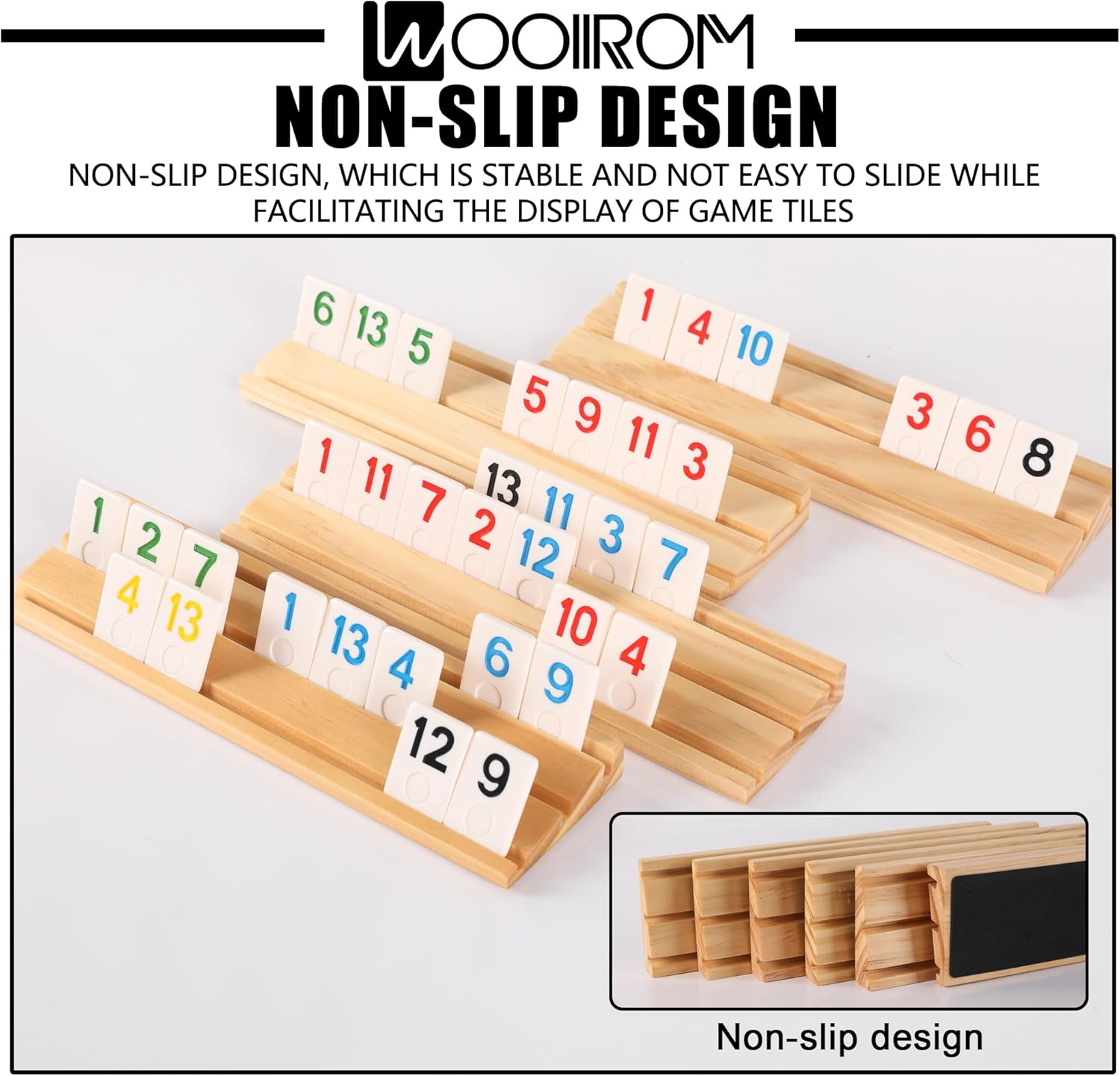 Rummy Cube Game 6 Players Edition with 6 Wooden Racks, 160 Numbers Rummy Tiles, Premium Waterproof Portable Case, Rummy Travel Game Set - Classic Board Games for Family Adults