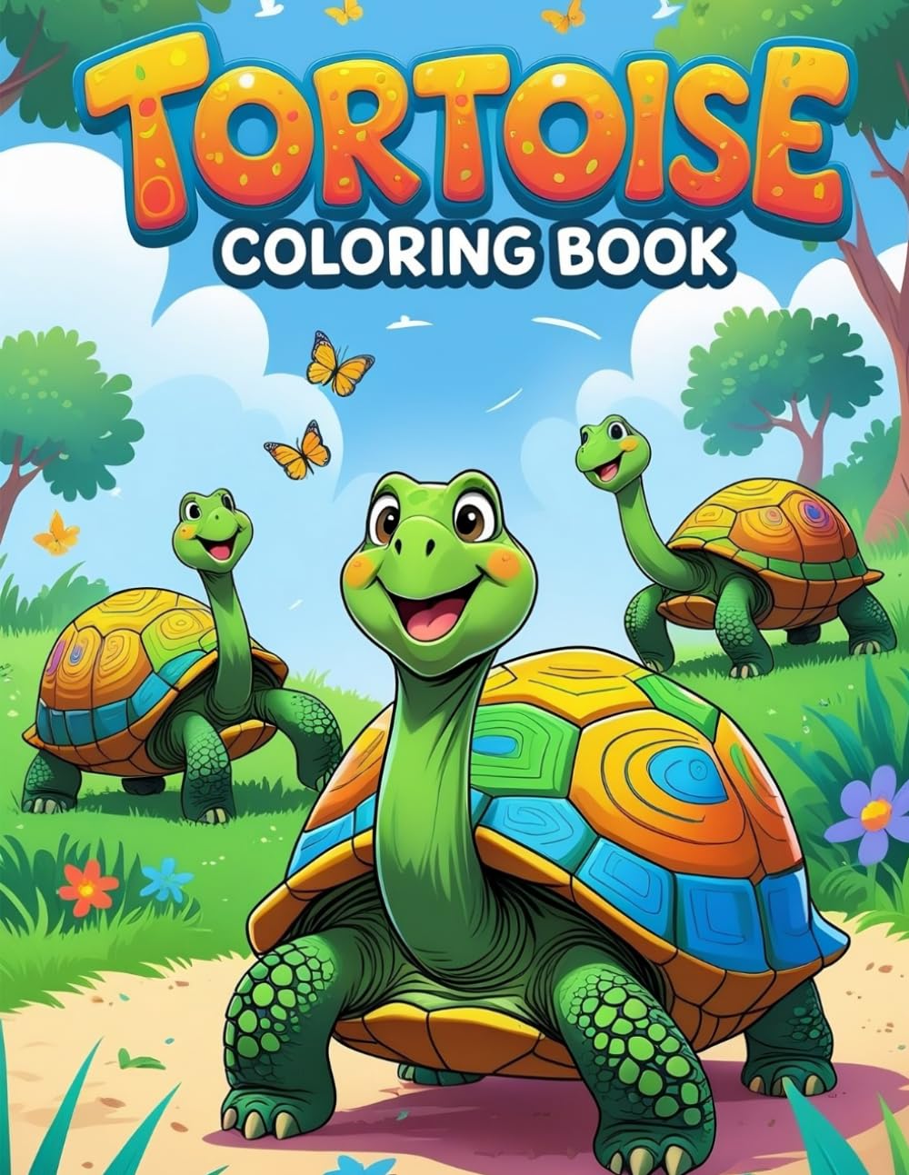 Tortoise Coloring Book for Kids Ages 4–10: A Fun and Relaxing Coloring Adventure with Cute Tortoises, Easy Designs, and Happy Scenes for Boys and Girls