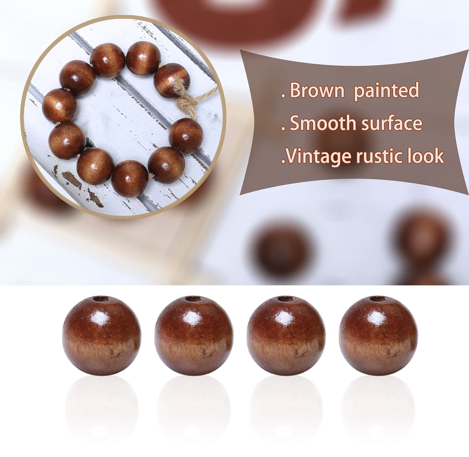 Lot De 40 Perles En Bois Rondelles - 6x4mm Marron, NEUF Pour Création Bijoux