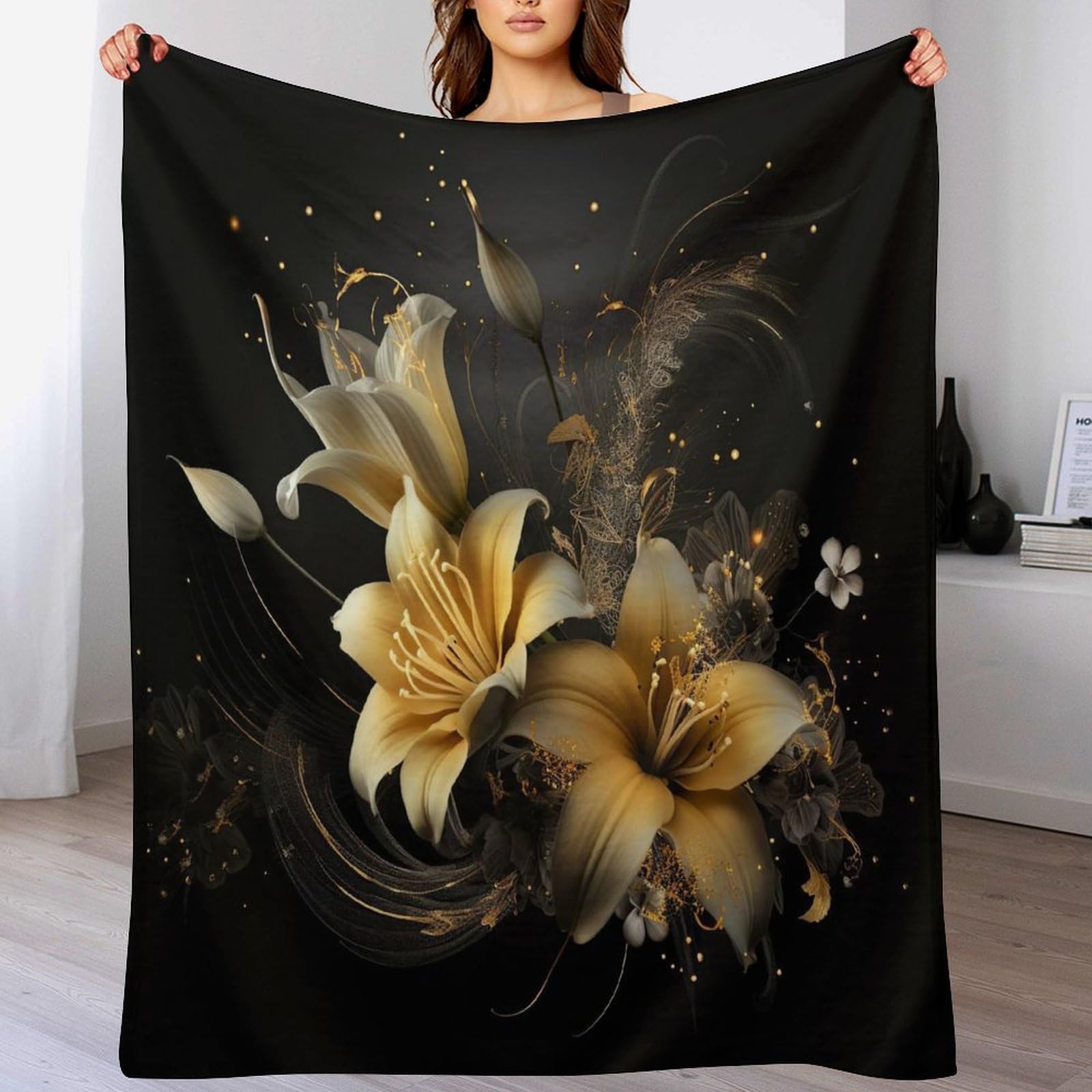 Couverture jeté flannel motif fleur pour vos instants cocooning au sofa
