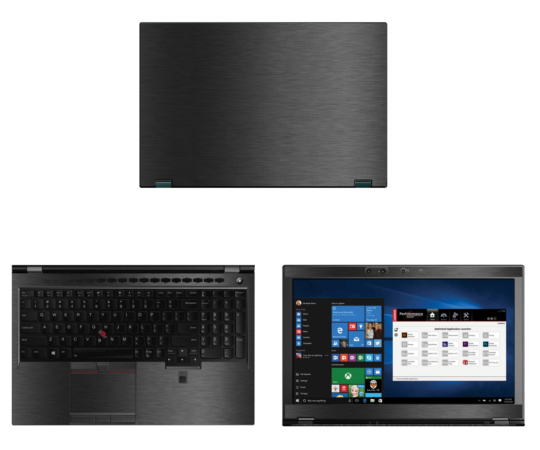 Decalrus Protective Decal for Lenovo ThinkPad P52 Screen) Laptop  Dark Grey Texture Brushed Aluminum Skin case Cover wrap - Main Image