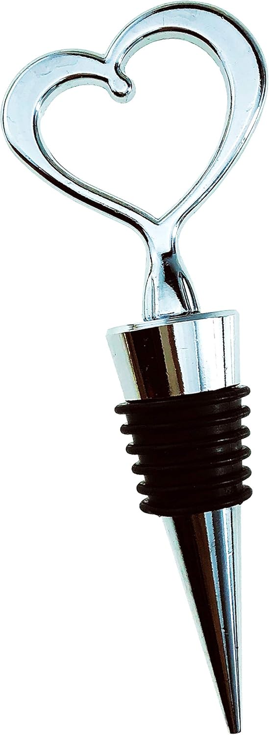 WeddParty 24 PCS Wedding Favor for Guests,Matal Alloy Heart Wine Bottle Stopper Champagne Saver with Golden Organza bags for Party Souvenirs Gift Supplies Decoration (24pcs,with Organza Bag)