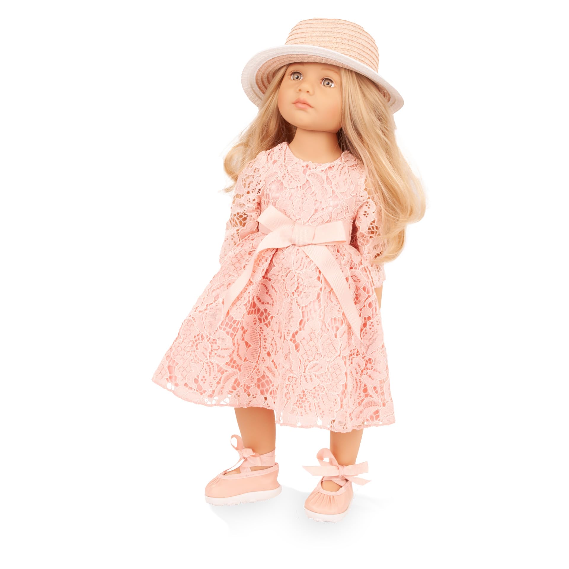 Götz 2666113 Happy Kidz Ella Puppe 50 cm Multigelenk-Stehpuppe | 6-tlg, für Kinder ab 3 Jahren, blonde Haare, graue Augen, 9 Gelenke, posierbar, frisierbar, Vinylhartkörper