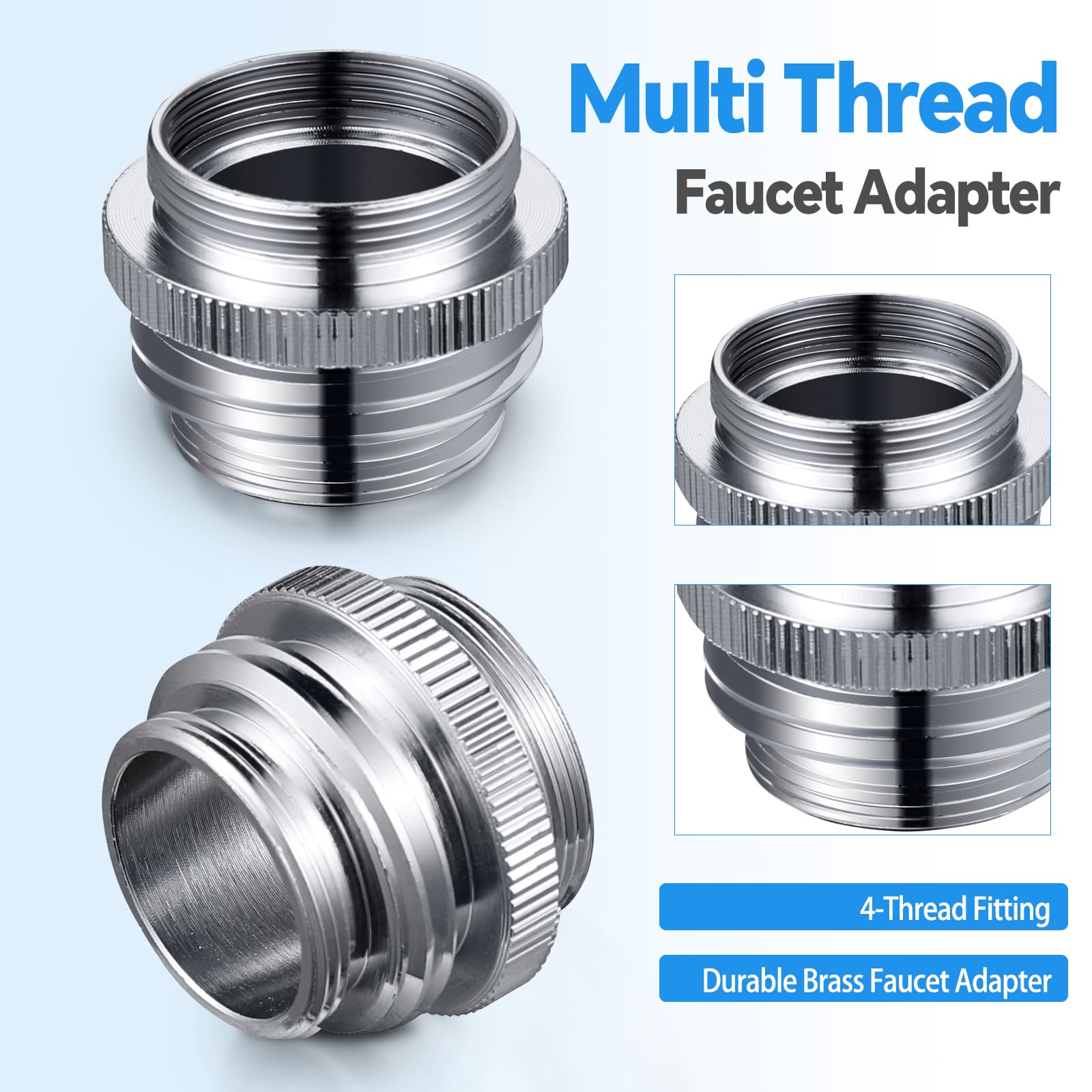 Wielowątkowy adapter węża ogrodowego, adapter baterii do zlewu kuchennego do węża ogrodowego, mosiężny adapter napowietrzacza dla mężczyzn i kobiet do mężczyzn, chromowany