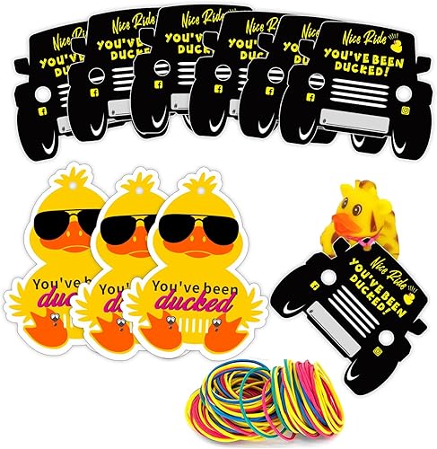 Miniatura 1 de Waxvery Etiquetas de pato, You've Been Ducked, lindas etiquetas de pato amarillo y negro para automóvil, tarjeta de juego de patito de pato, tarjeta