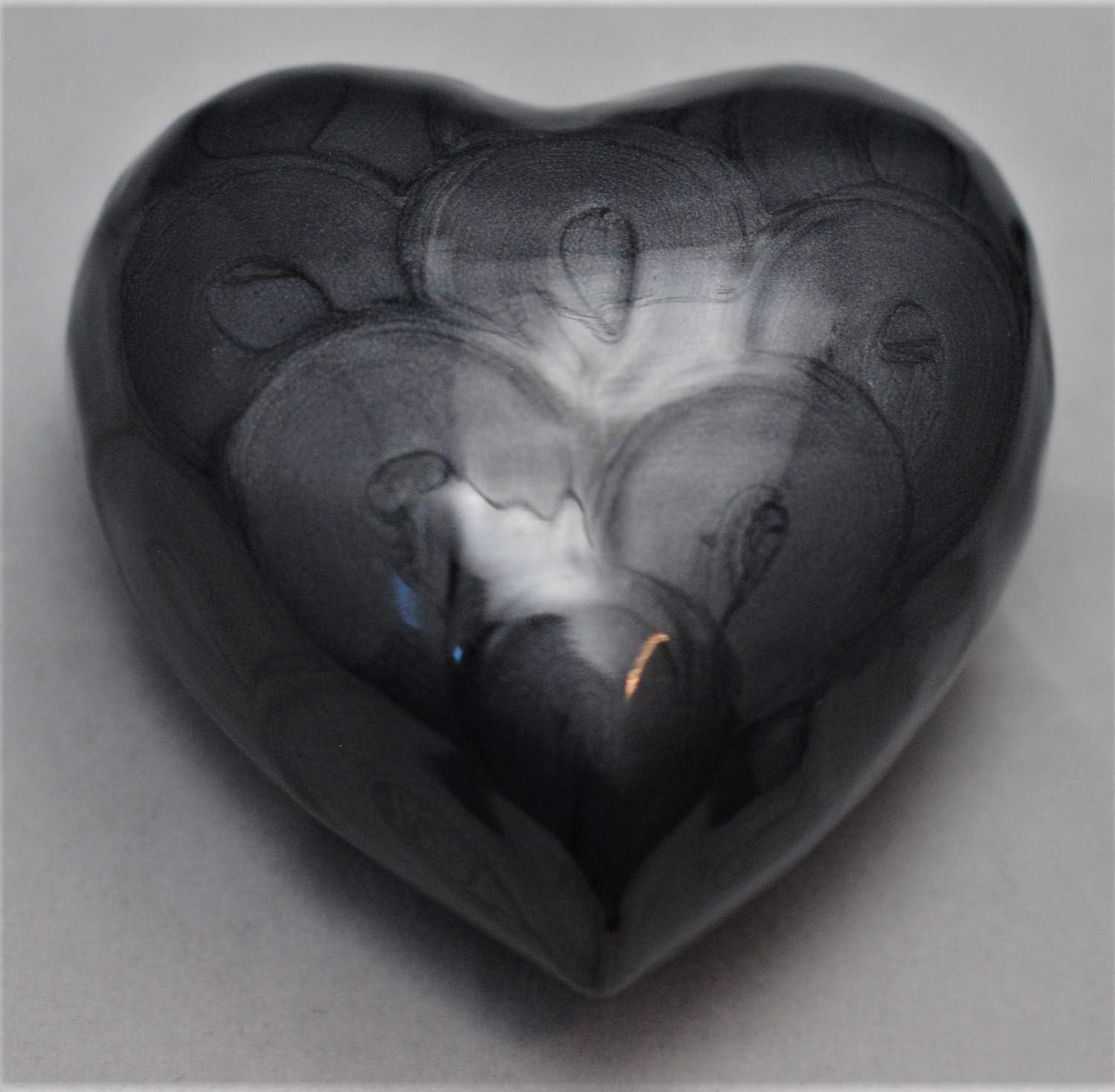 Grizzle Gray Heart Cremation Miniature Keepsake Urn, H 2.75", L 2.75", W 1.5"
