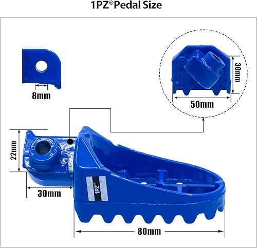 Miniatura 2 de 1PZ AP1-Y01 Estriberas de aluminio azules para pies, reemplazo para Honda XR50R CRF50 CRF70 CRF80 CRF100F Yamaha PW50 PW80 TW200 TTR90 TTR90E Moto