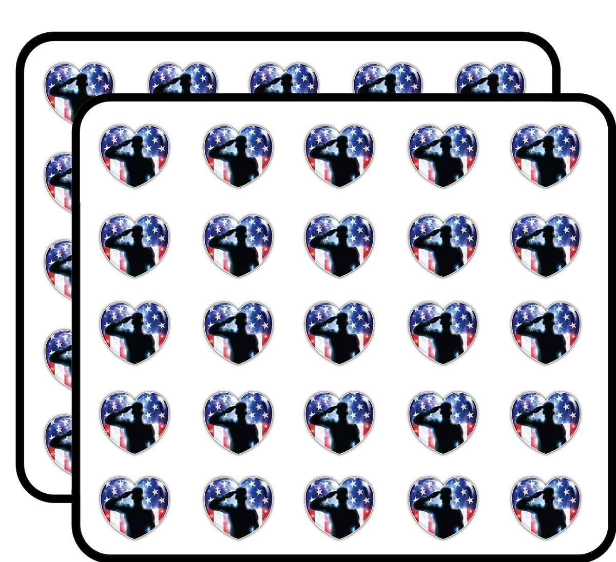 Veterans Day 4th July Glossy Heart USA Flag Decorative Scrapbooking Sticker Waterproof Vinyl Stickers for Water Bottle, Laptop & Phone Case – 50 Pack