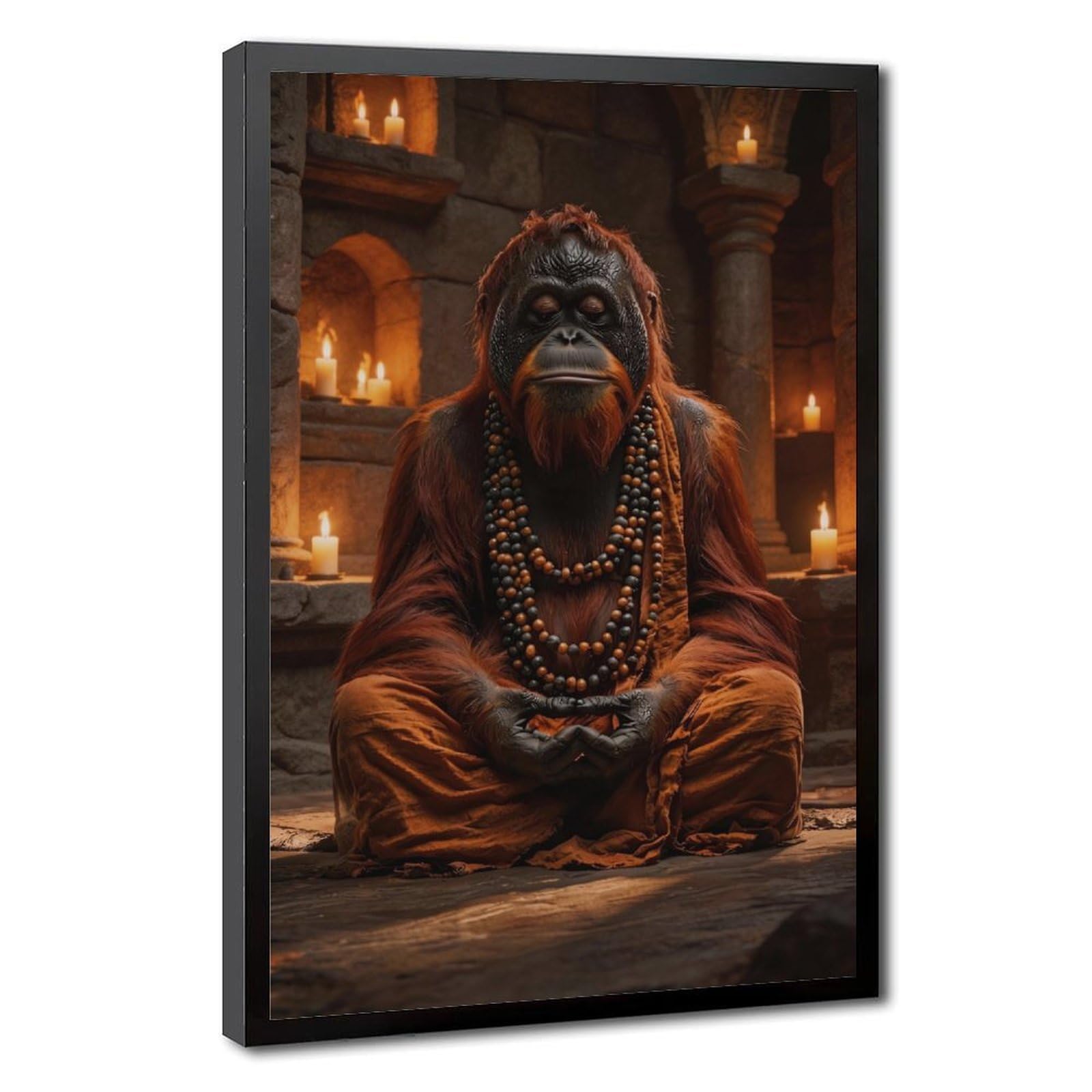 Bareronor Zen Ape Meditating Canvas Poster for Bedroom Decor Gift