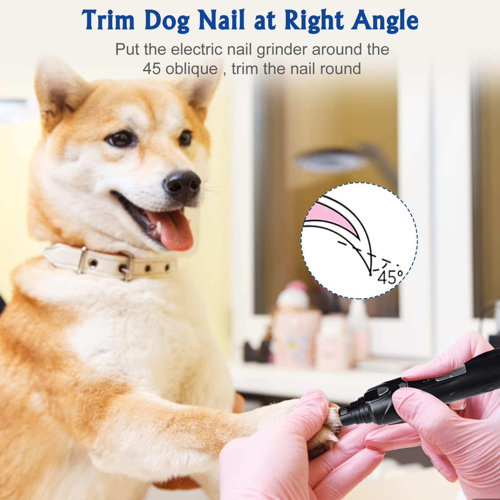 Dog Nail Grinder, 2-Speed and LED Light, Touch-Switch, TypeC, Quiet and Low-Vibration Dog Nail Trimmers, and 3 Ports for Large Dogs, Medium, Small Dogs Cats Pets with Hard or Thick Nail - image 7