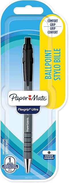 Paper Mate Flexgrip Ultra Retractable Ballpoint Pen | Medium Point (1.0 mm) | Black | 1 Count