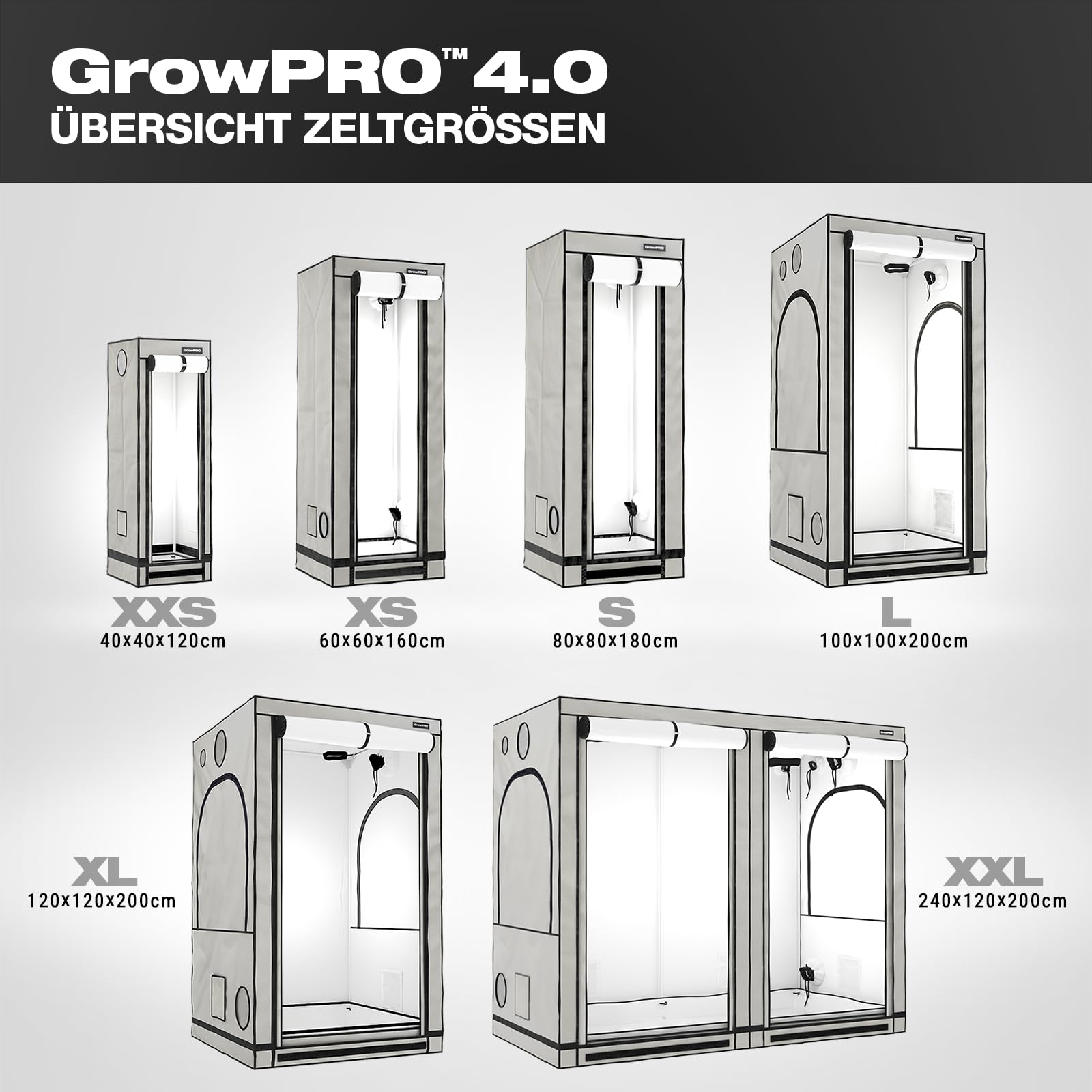 GrowPRO 4.0 XS-E Growbox 120x60x200cm Growzelt Beige