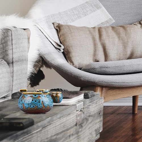 Miniatura 5 de K COOL Cenicero de cerámica con pequeña olla extintora, ceniceros para cigarrillos para interiores y exteriores, soporte para cenizas para