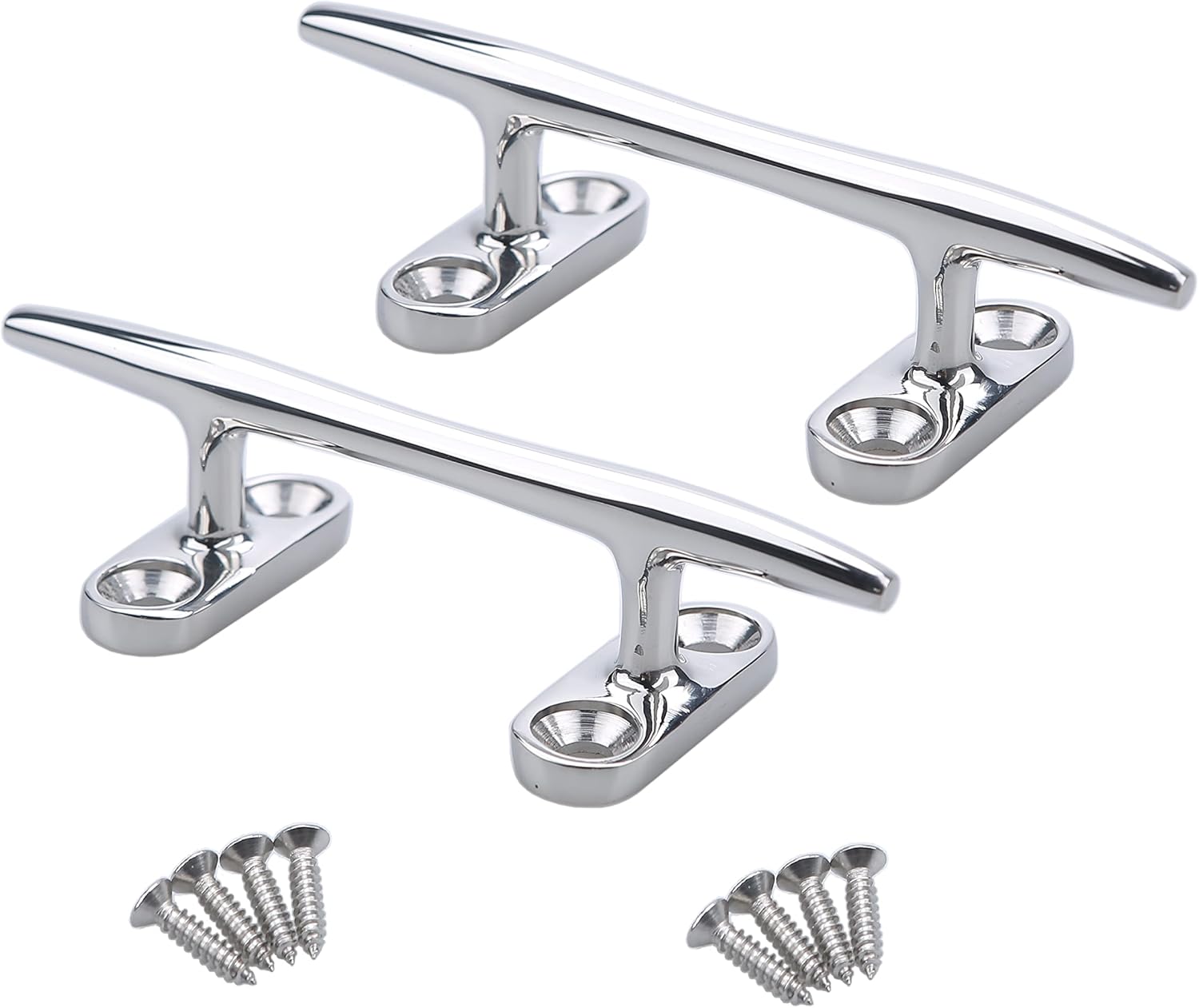 Thorn Boat Dock Cleat -4in 5in 6in 8in 316 Marine Grade Stainless Steel Open Base Design with Mounting Hardware | Heavy-Duty Mooring Cleat for Boats, Pontoons & Docks