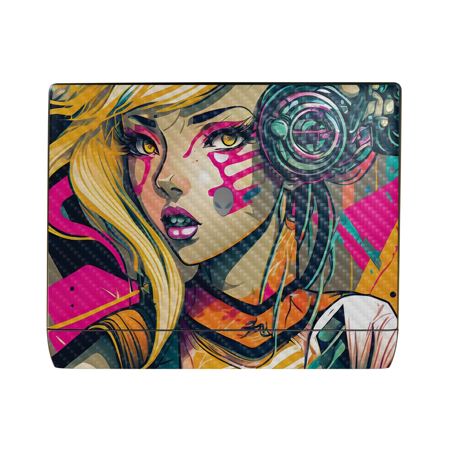 Carbon Fiber Laptop Skin Compatible with Alienware 16 Area-51 (2025) - Techno Punk - Premium 3M Vinyl Protective Wrap Decal Cover - Easy to Apply | Crafted in The USA by MightySkins