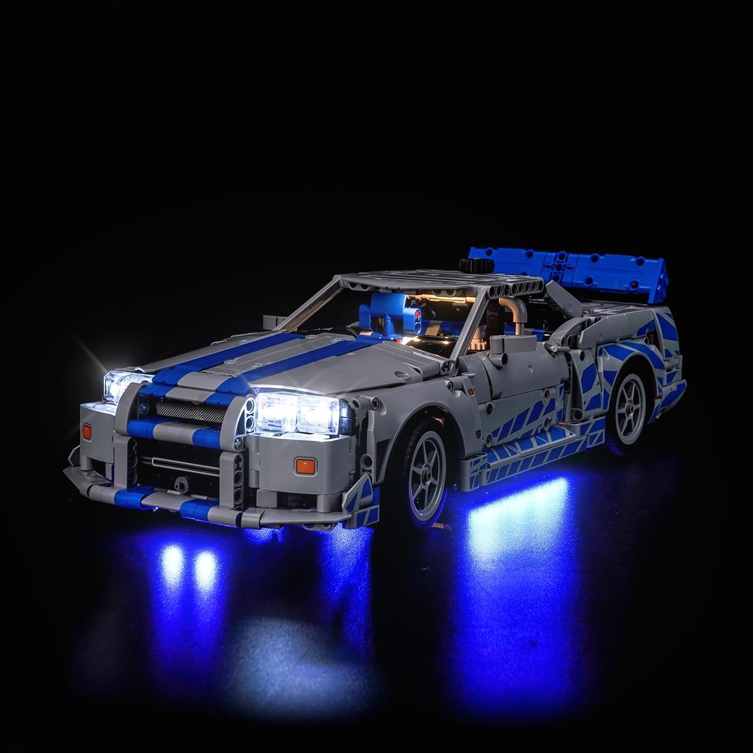 BrickBling Light Kit Compatible with Lego Technic 2 Fast 2 Furious Nissan Skyline GT-R (R34) Car, Blue Underglow Lights Compatible with Lego 42210 - Not Come with Car (RC Version)