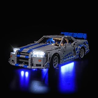BrickBling Light Kit Compatible with Lego Technic 2 Fast 2 Furious Nissan Skyline GT-R (R34) Car, Blue Underglow Lights Compatible with Lego 42210 - Not Come with Car (RC Version)