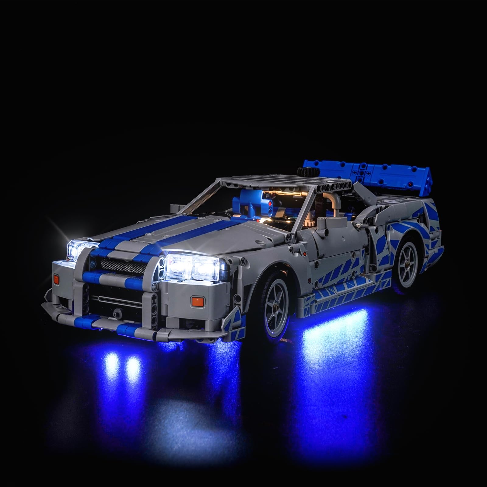 BrickBling Light Kit Compatible with Lego Technic 2 Fast 2 Furious Nissan Skyline GT-R (R34) Car, Blue Underglow Lights Compatible with Lego 42210 -
