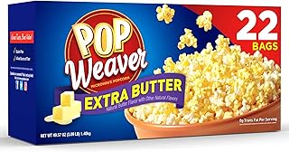 Pop Weaver Microwave Popcorn, Extra Butter, 22 Bags per Box…