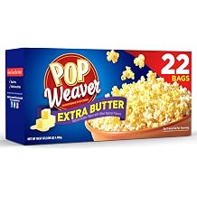 Pop Weaver 105512 Microwave Popcorn, Extra Butter, 2.5 Oz Bag, 22/Box