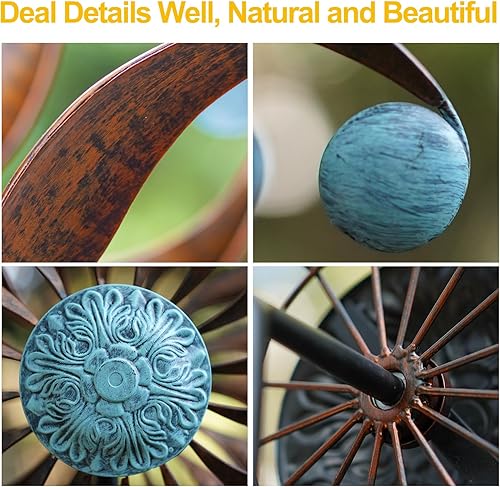 Miniatura 3 de LimeHill Molinillo de viento de metal para jardín y patio, molinillos de viento cinéticos para exteriores grandes (24 x 84 pulgadas)