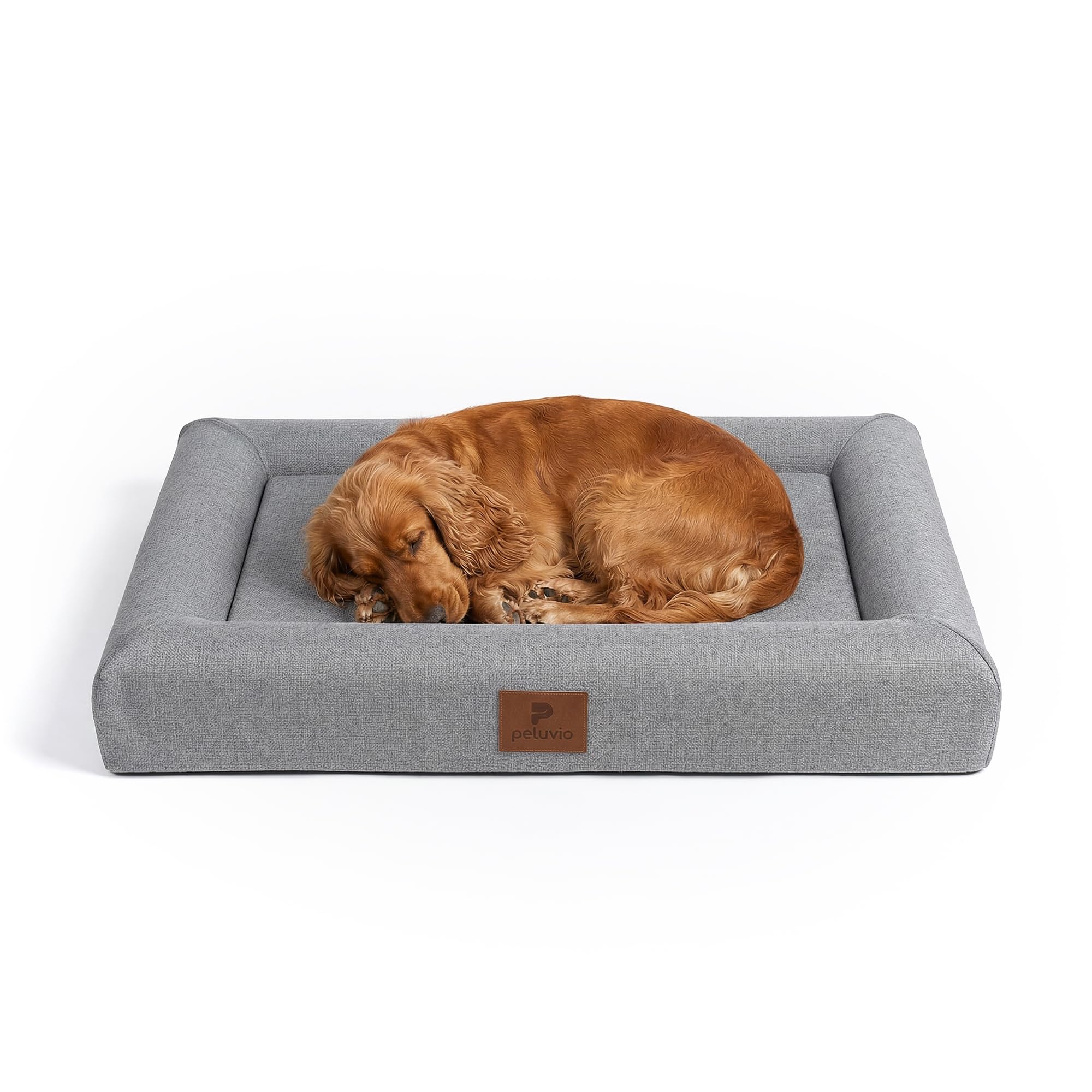 Kibi Cama para Perro Grande Cómoda Viscoelástica Colchoneta sin Bordes con Espuma T18 y 2 cm de Viscoelástica, Funda Extraíble Lavable a 30 C, Base Antideslizante, para Jaula, 80 x 60 x 15 cm
