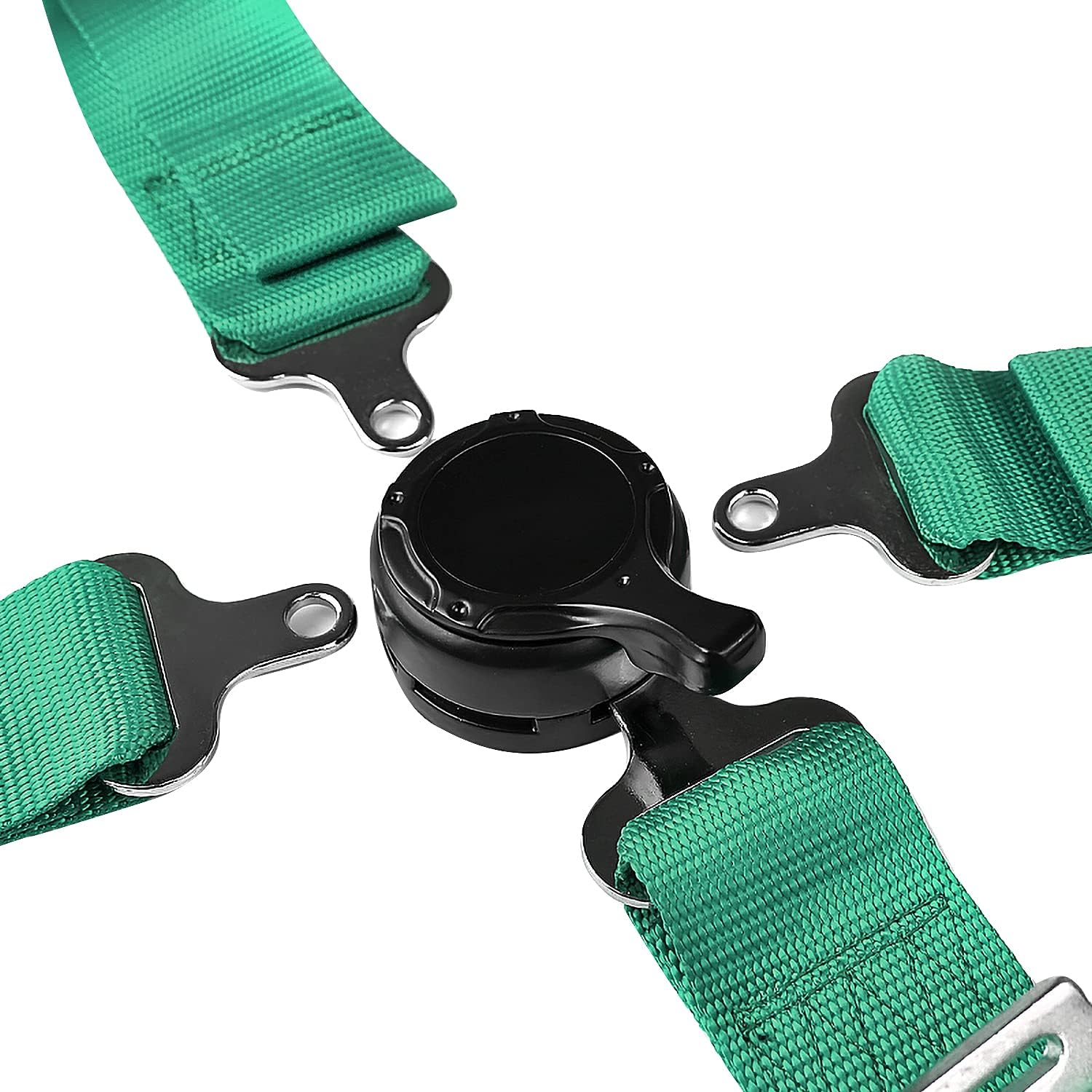 Spec-D Tuning Universal 1 Pair Green 4-Point Cam Lock Nylon Racing Seat Belt Harness