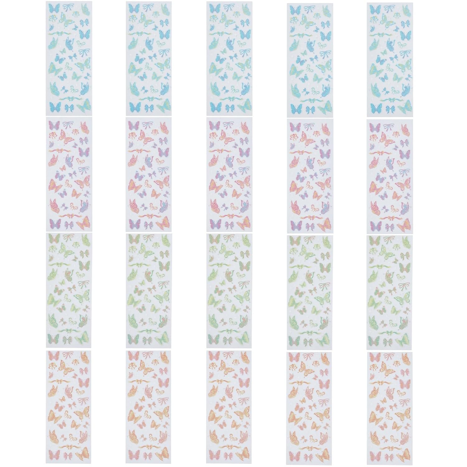 NICENEEDED 20 Sheets Colorful Deco Stickers, Self Adhesive Kpop Photocard Stickers, Cloud Butterfly Craft Stickers for DIY