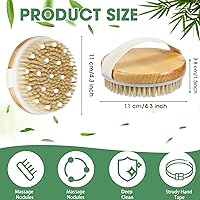 Vista 2 de Gejoy Cepillo corporal de cepillado en seco para drenaje linfático, cepillo exfoliante con nódulo de masaje, limpiador corporal para piel seca