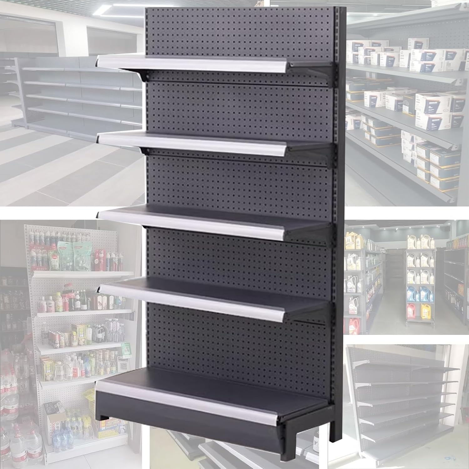 Commercial Supermarket Stand for Chip Bag/Candy, Large Retail Snack Rack Display Stand 5-Shelf, Convenience Store Food Snack Organizer(122x40x165cm)