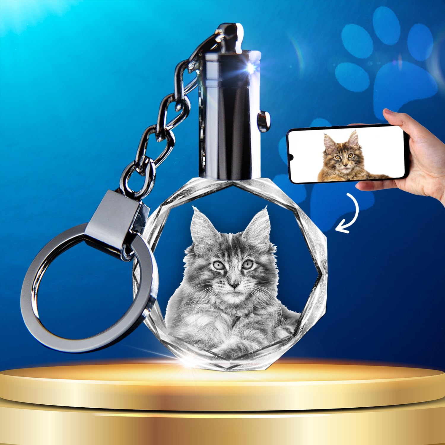 CAPTUR3D Custom 2D Photo Crystal, Engraved for Dog, Cat Memories, Personalized Gift for Pet Lovers, Laser Etched, Unique