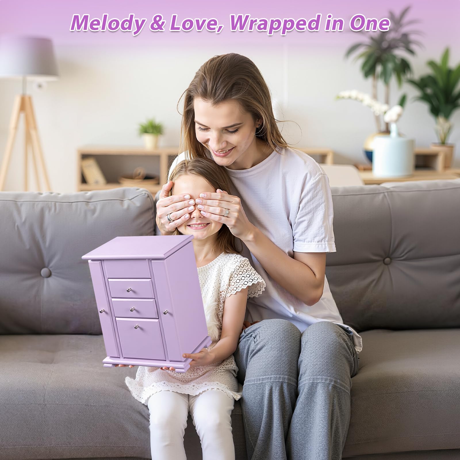 Boite a Bijoux Fille, 4 Niveaux Boîte à Bijoux Musicale Fille avec Danseuse en Rotation, Grande Boite a Musique Enfant en Bois pour enfants ans L'anniversaire de Cadeau(Violet)