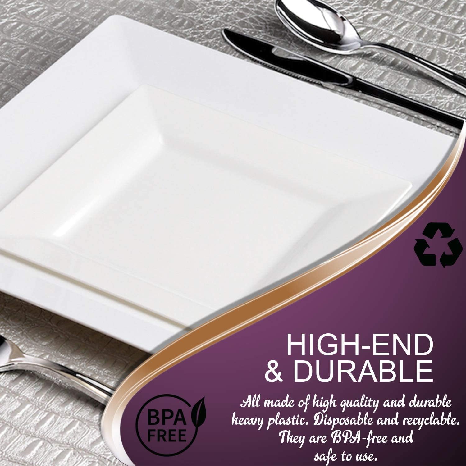 Smarty Had A Party 960 Disposable Plastic Plates Heavy Duty White Square Pastry Plates 4.5" Bulk Party Supplies For All Occasions