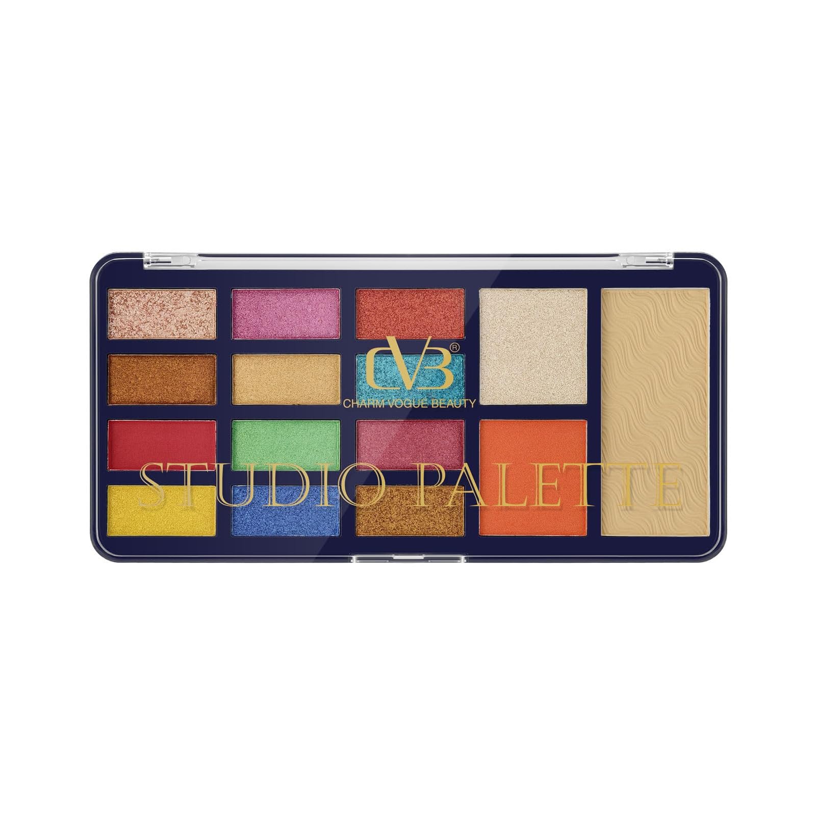 CVB C219 Studio Palette – 12 Eyeshadows, 1 Blush, 1 Highlighter & 1 Compact Powder | All-in-One Makeup Kit for Women | Long-Lasting & Travel-Friendly (Palette 01)-image-35