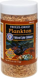 San Francisco Bay Brand Freeze-Dried Plankton Fish Food - Natural Color Enhancer for All Freshwater and Saltwater Fish, Cichlids, Tetras, Catfish - 67% High Protein Tropical Fish Food - 0.43 oz (12g)