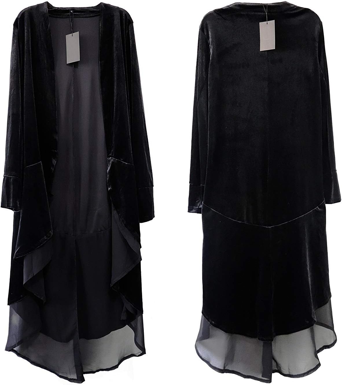 Women Ruffled Asymmetric Long Velvet Blazers Coat Casual Jackets - Image 5