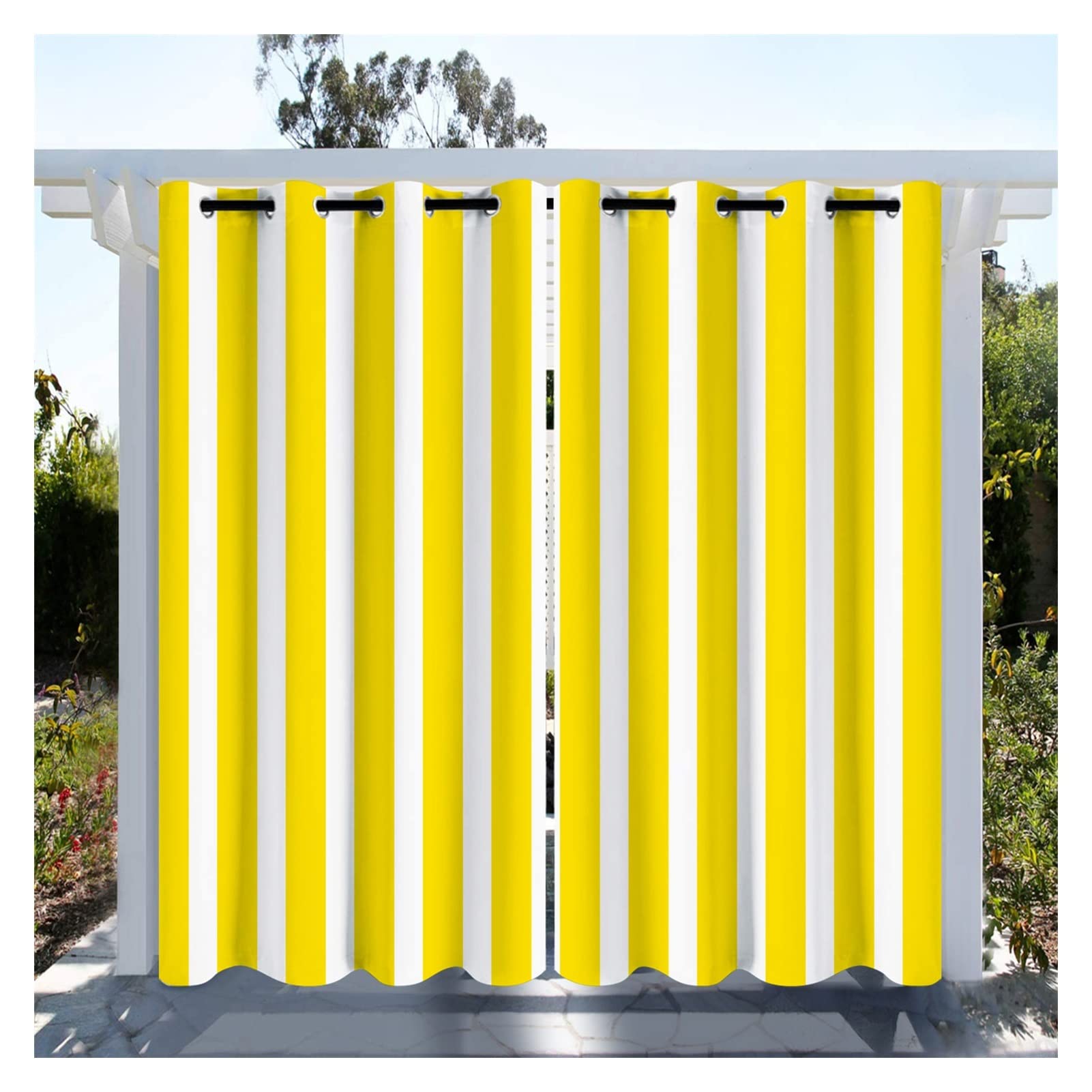 KFGDFD Gazebo Curtain Waterproof Privacy Drapery, with Grommets Shading and Heat Insulation Outdoor Blinds for Porches, Cottages, 2 Panels Color : Yellow, Size : W59xH65in(1.5x1.66m)