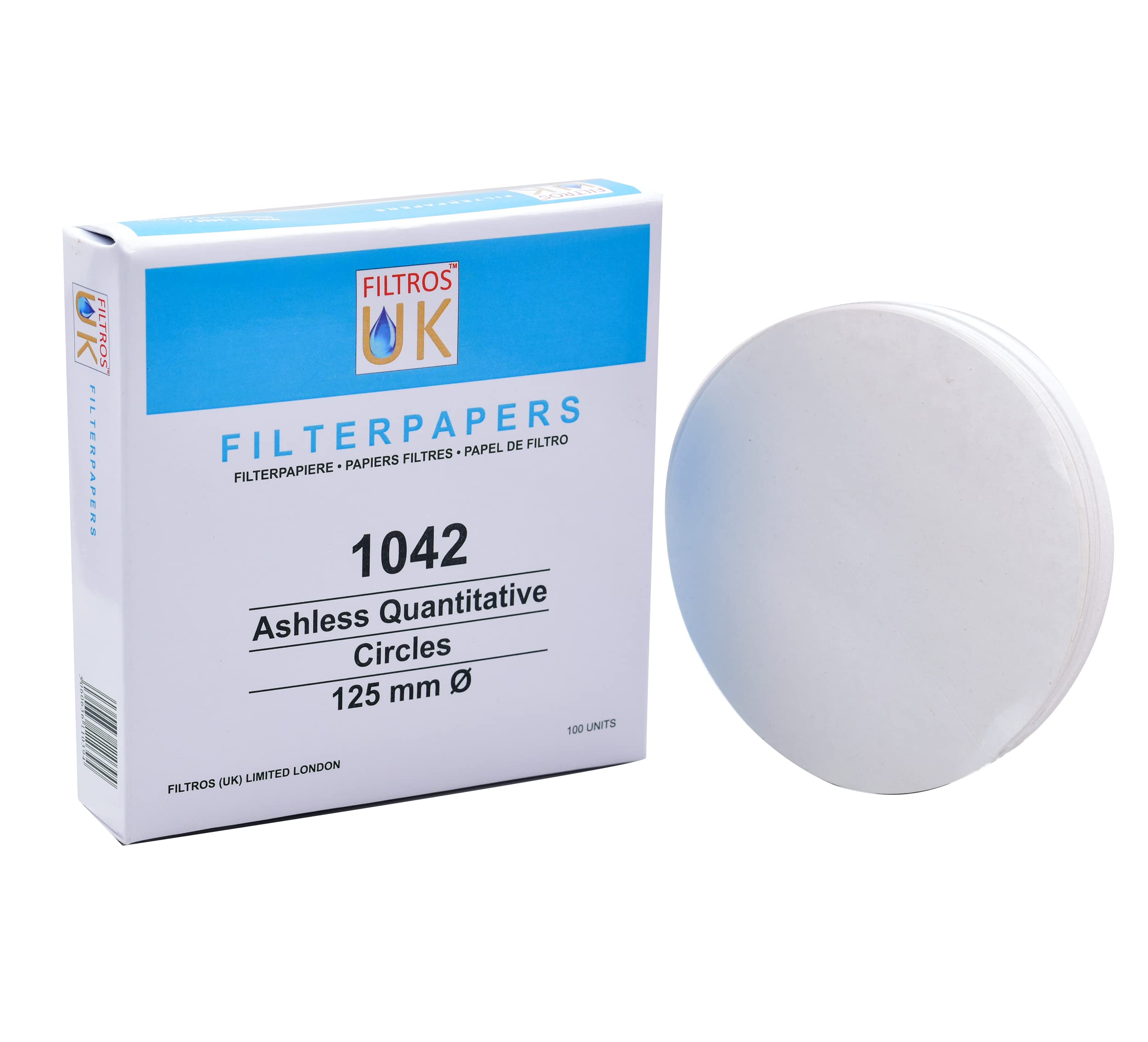 Filtros UK, Ashless Quantitative Filter Paper, Grade -1042, 125 mm dia,Box of 100 Circles (Eq. Whatman Grade-42)-image-36