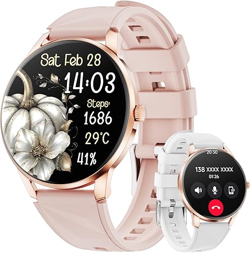 Smart Watch for Women Android/iPhone, 1.32" AMOLED Screen Smartwatch with Answer/Make Call/Fitness Tracker/Heart Rate/SpO2/Sleep Monitor/110+ Sport