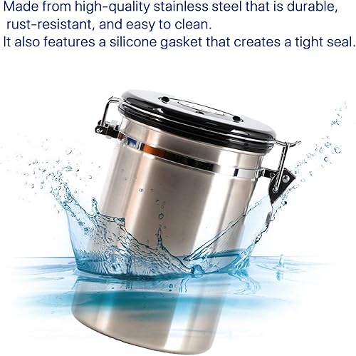 Miniatura 4 de Recipiente de café hermético de 1.8 L, recipiente de almacenamiento de café de 26 onzas, tarro de café hermético de acero inoxidable con cuchara,