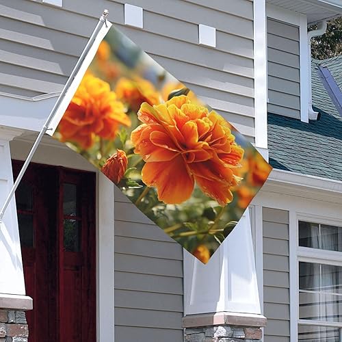 Miniatura 6 de Bandera de jardín con estampado de flores de caléndula de otoño de 3 x 5 pies, bandera para exteriores, bandera de brisa, banderas a prueba de