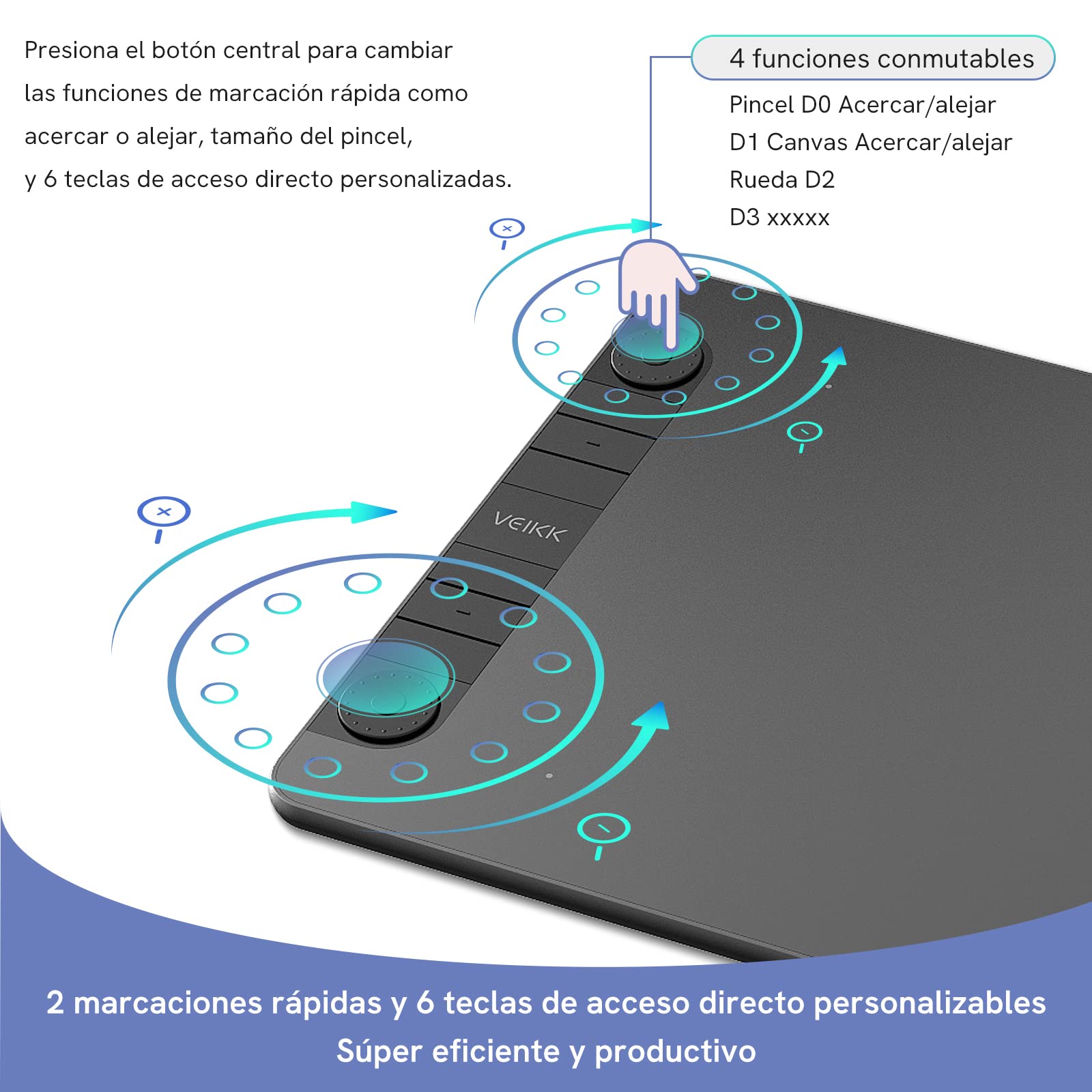 Grafiktablett VEIKK VK1060PRO,10x6 Zoll Drawing Tablet with 8 Shortcut Keys,Grafiktabletts hat Doppeltes Einstellrad-Design 8192 Druckstufen Batterielosem Stift Kompatibel Windows/Mac OS/Android/Linux