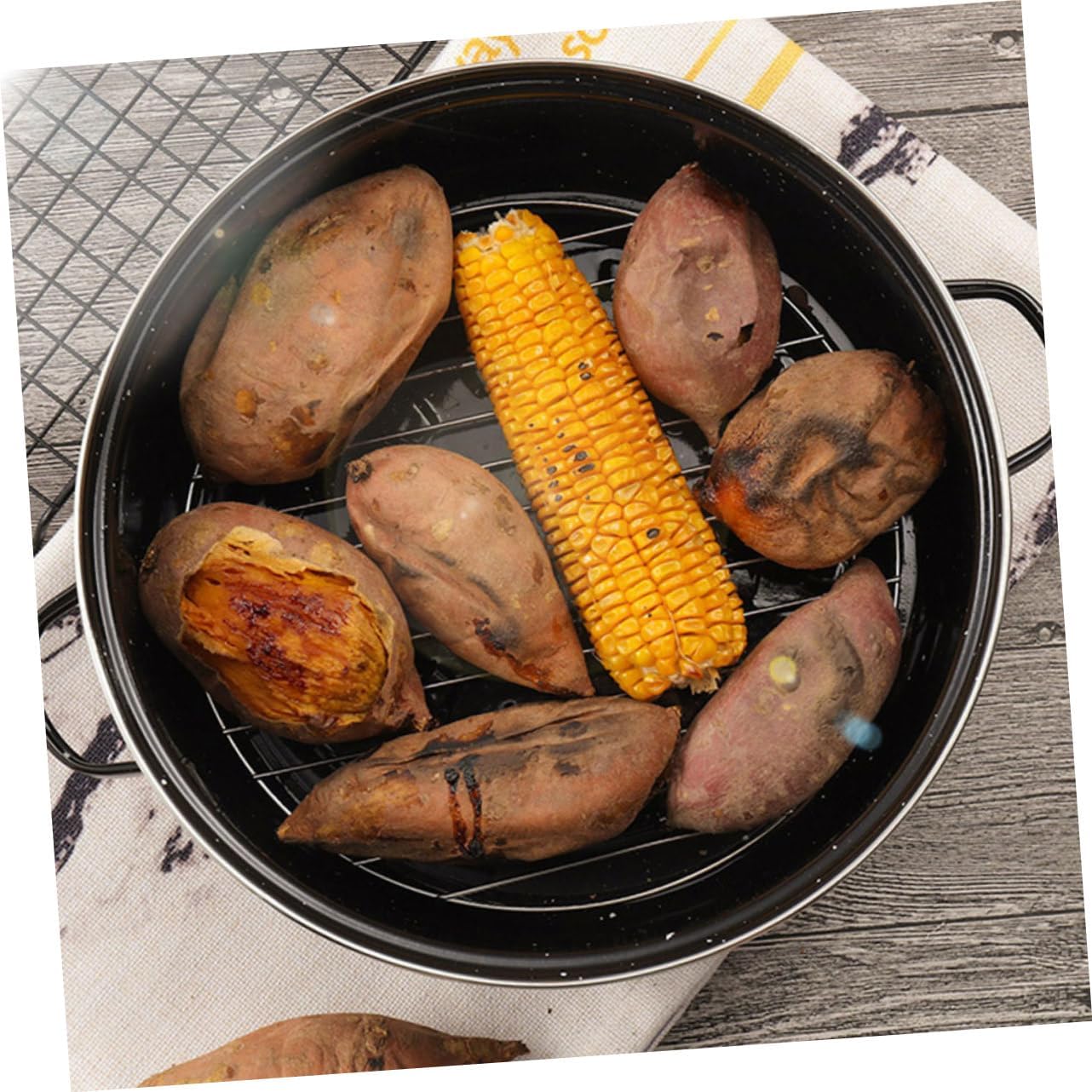 YARNOW Roasting Pot for Turkey Oven Roasting Pan Turkey Roaster Pan Enamel Baked Pot