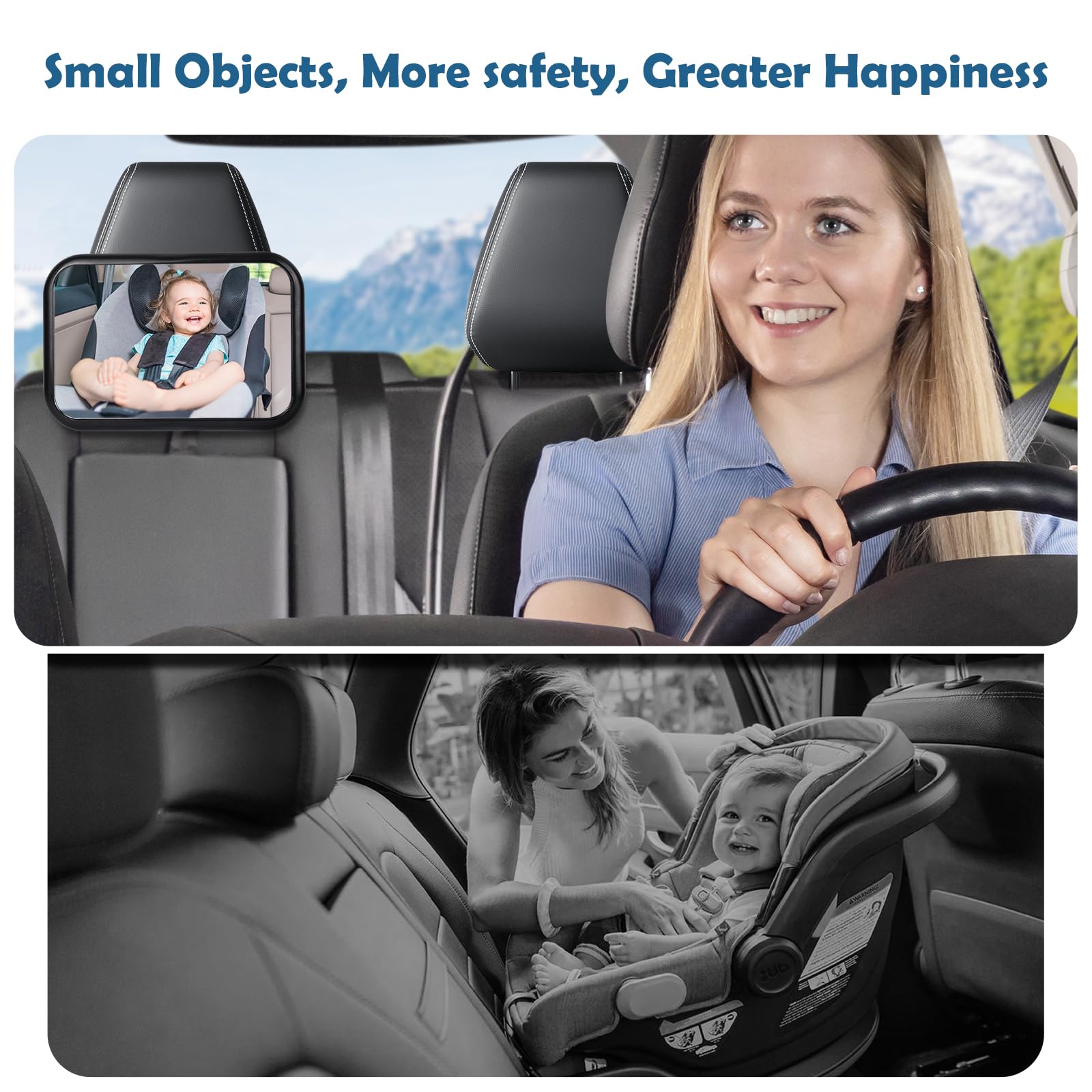 Specchietto Retrovisore Blumacht per Bambini, 100% Frantumazione per Sedile Posteriore, Regolabile a 360° per Seggiolino Auto