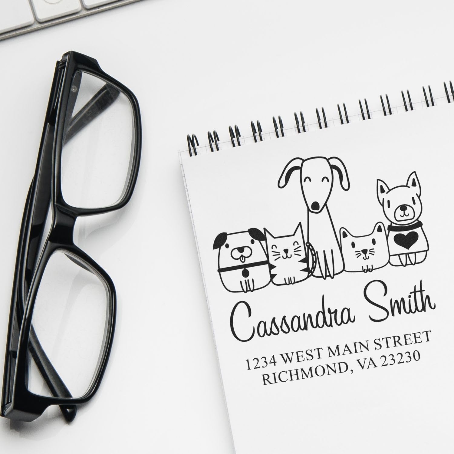 Duo Hand Whimsical Pets Adorable Pair Personalized Envelope Stamp