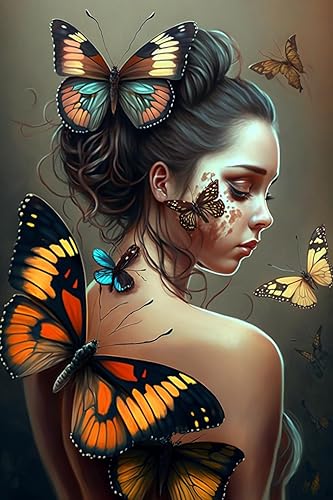 IEFSCAY Kit de pintura de diamante Butterfly Girl Renacimiento de una hermosa metamorfosis  Taladro puntiagudo 5D para principiantes en 5D, arte de